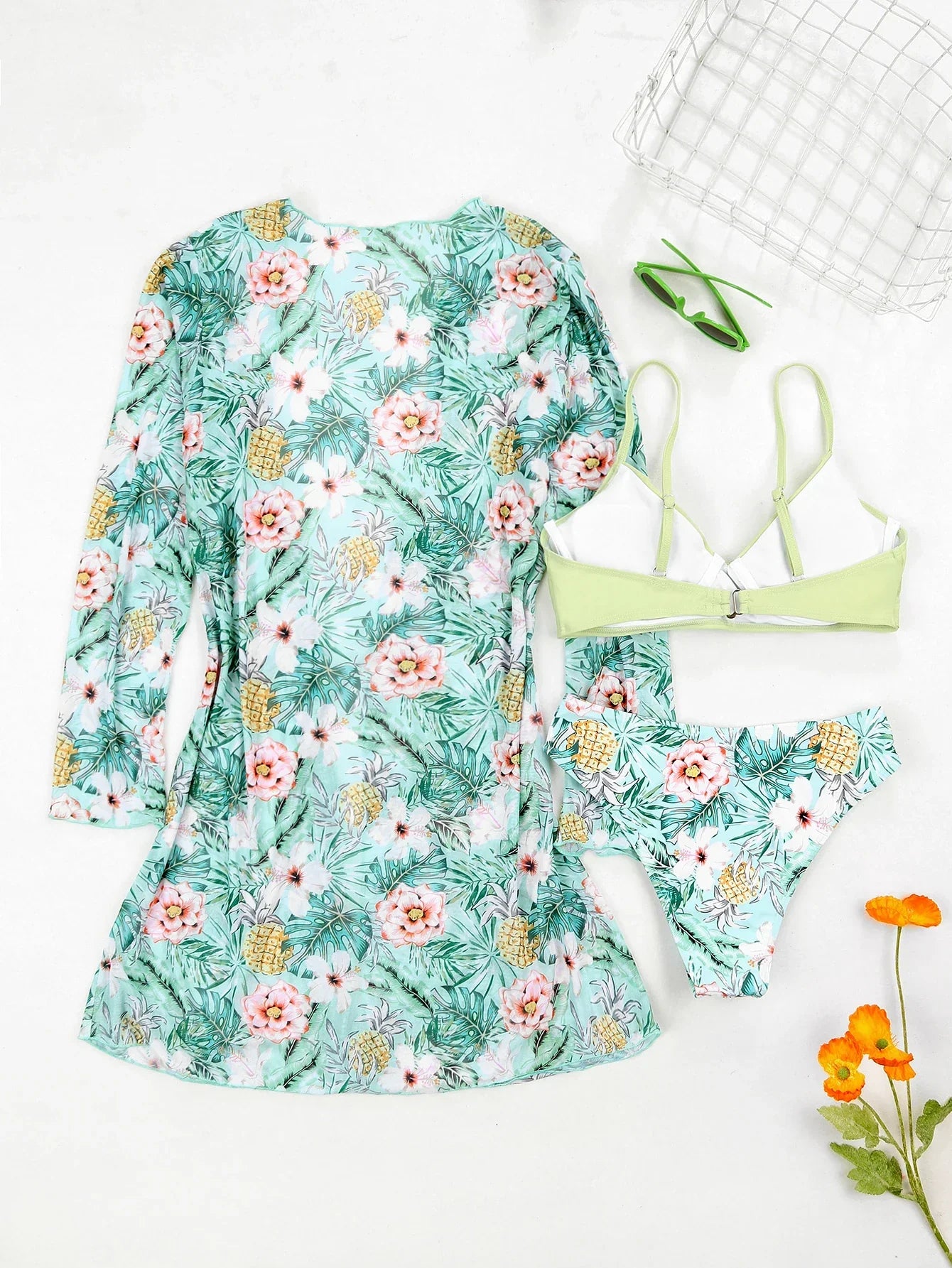 Tropical Veil 3-Piece Bikini Set