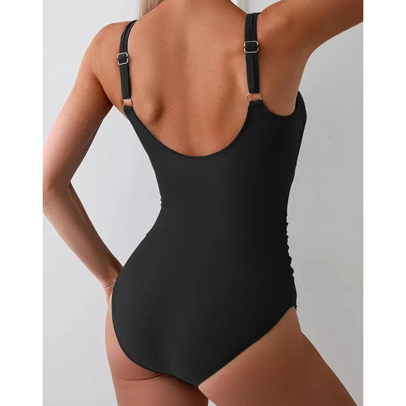 Bold Patchwork One-Piece Swimsuit