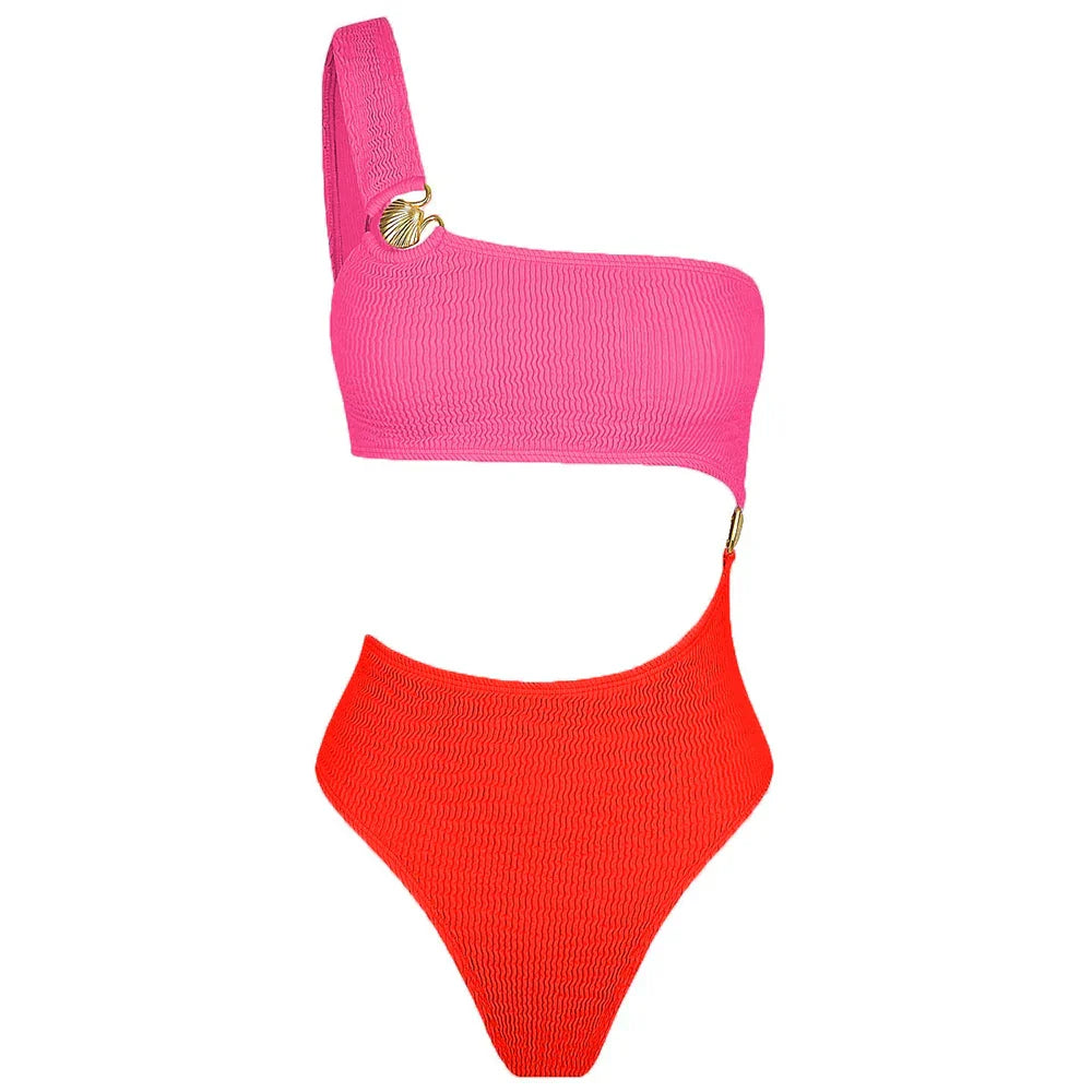 One-shoulder swimsuit with hoop detail