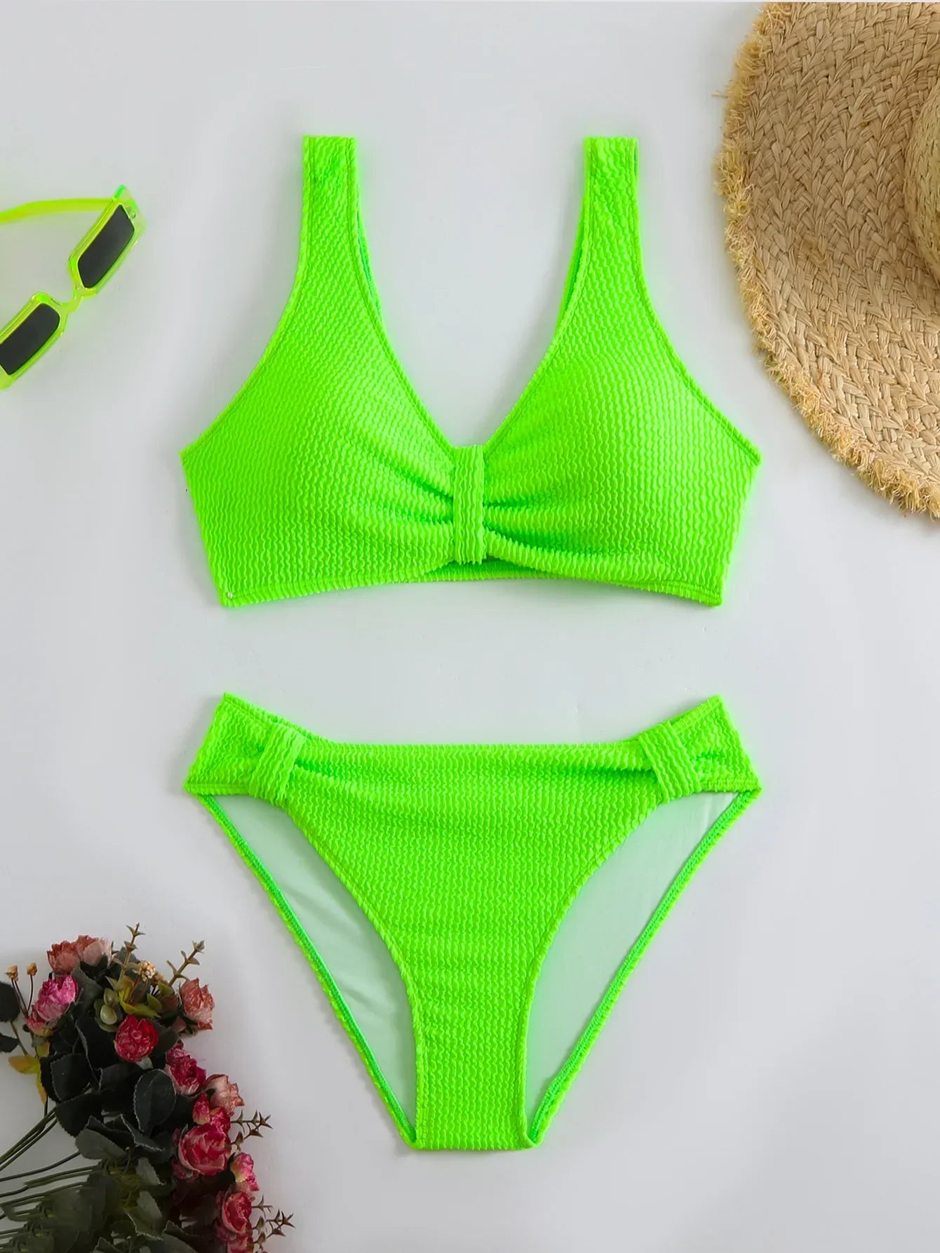 Coastal Allure V-Neck Bikini Set