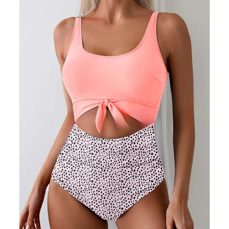 Bold Patchwork One-Piece Swimsuit