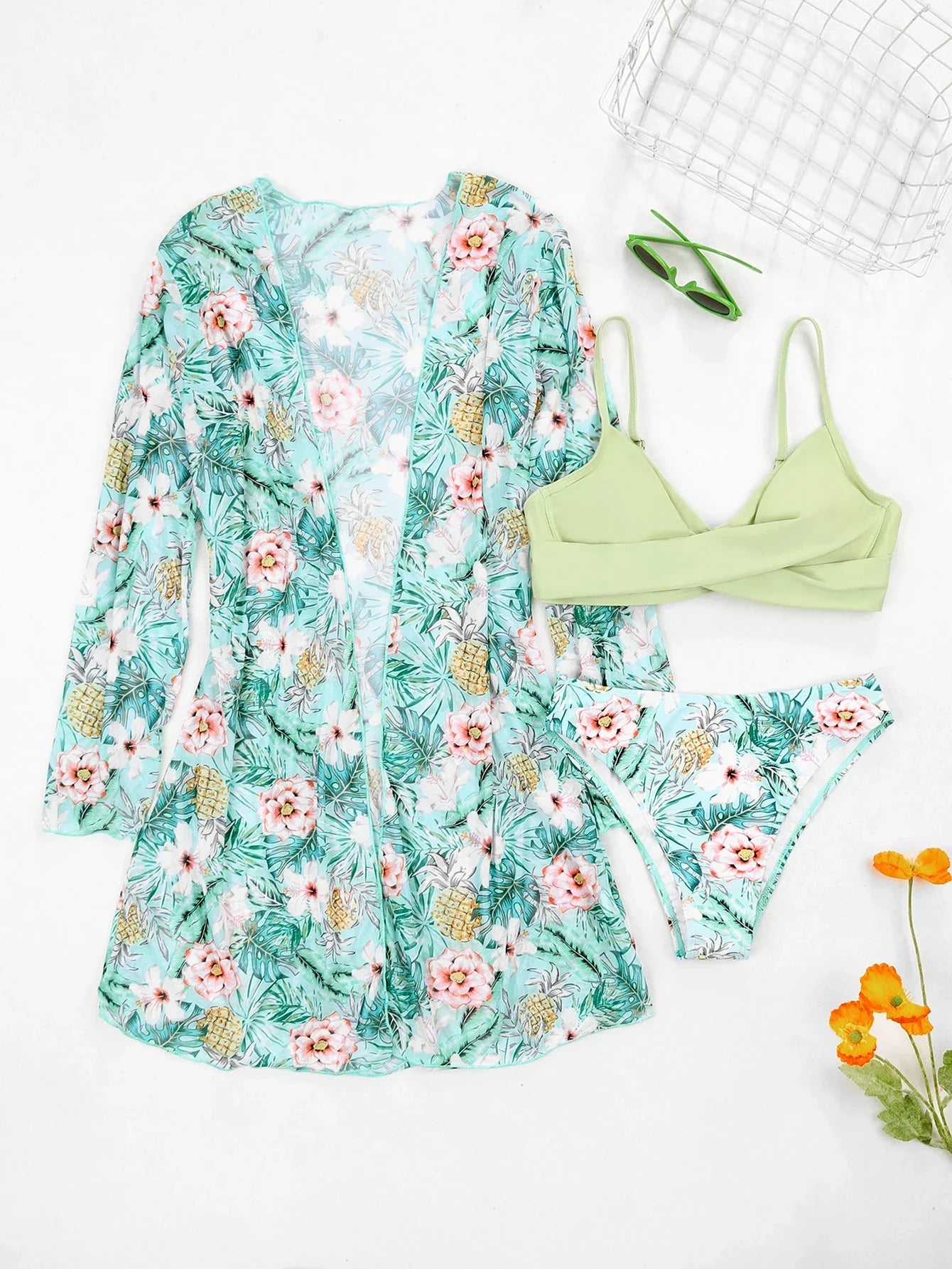 Tropical Veil 3-Piece Bikini Set