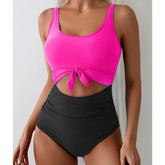 Bold Patchwork One-Piece Swimsuit