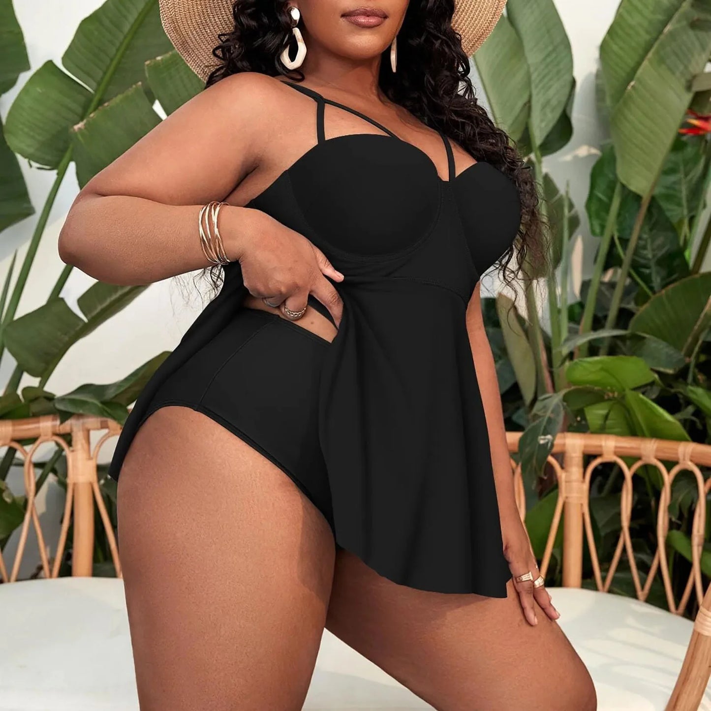 Tankini Bikini with High Waisted Bottoms