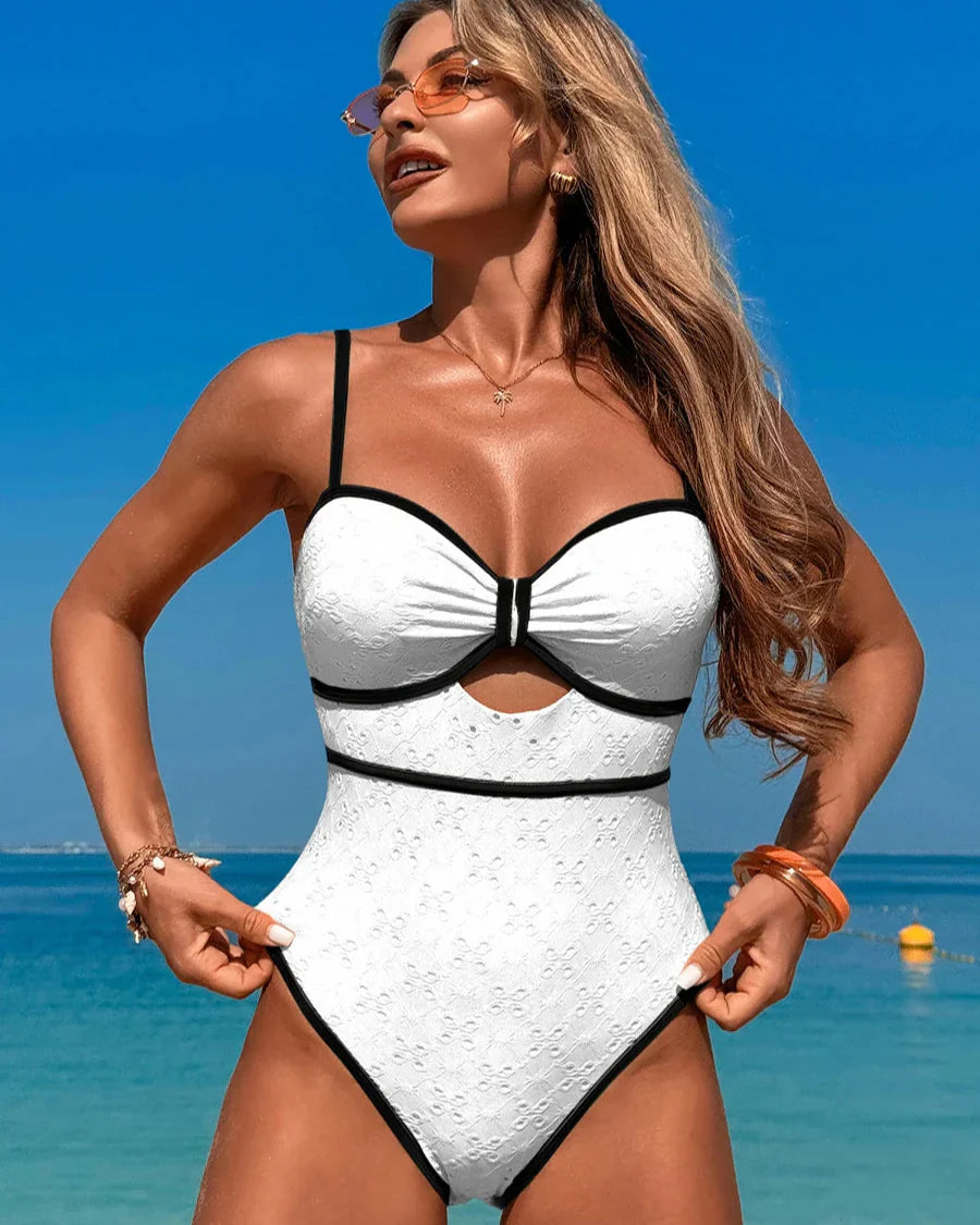 Bow Front Textured Swimsuit - Summer