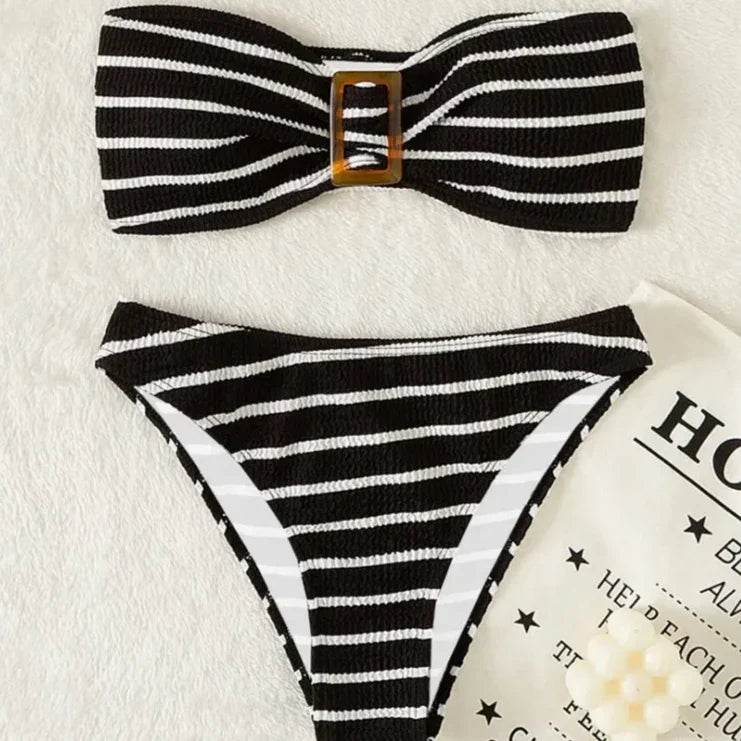 Maragogi bikini taking that falls striped