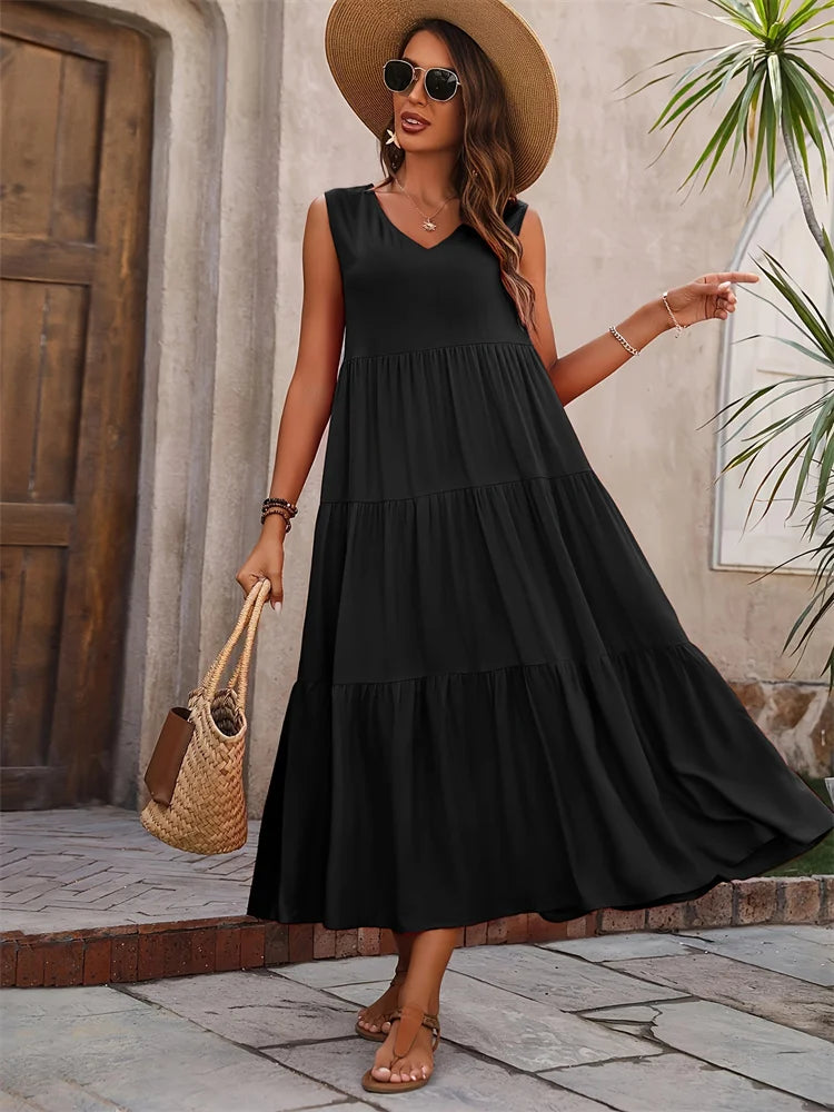 Isla Ruffle Dress – Golden Escape Edition