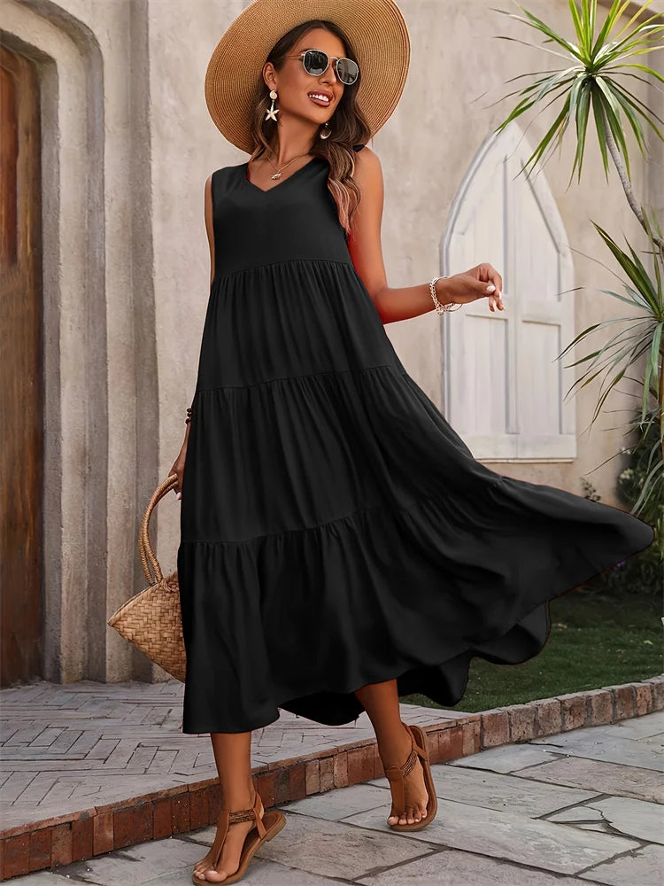 Isla Ruffle Dress – Golden Escape Edition
