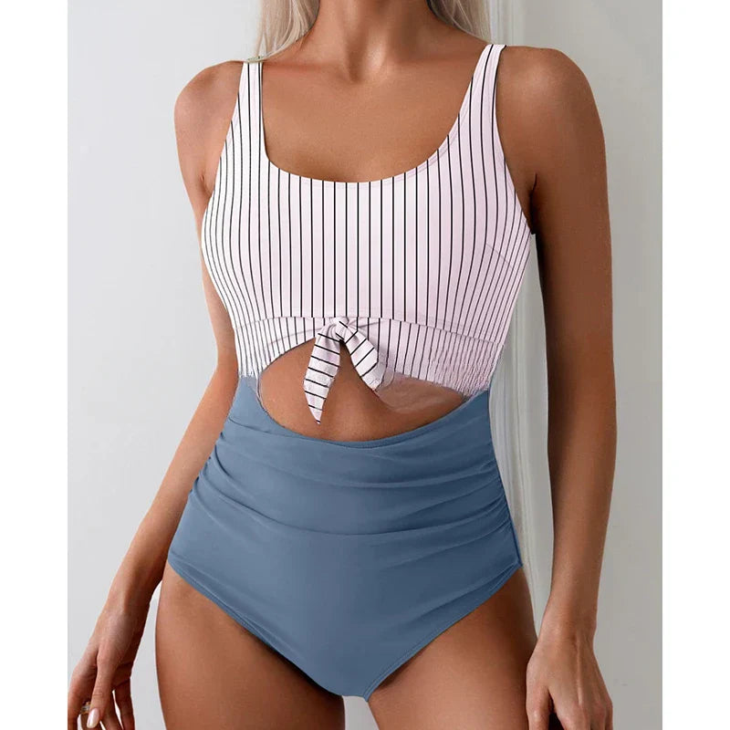 Bold Patchwork One-Piece Swimsuit