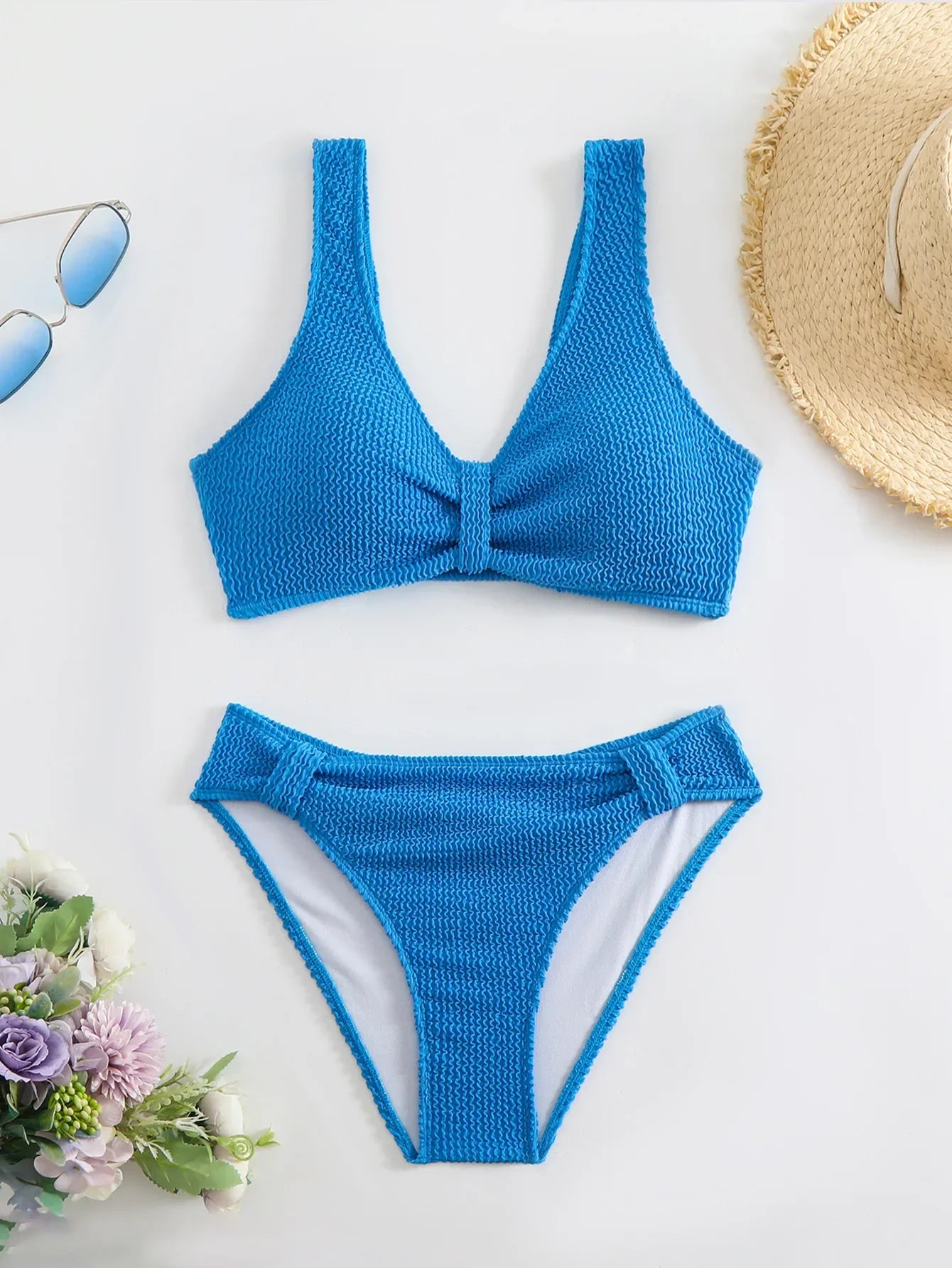 Coastal Allure V-Neck Bikini Set