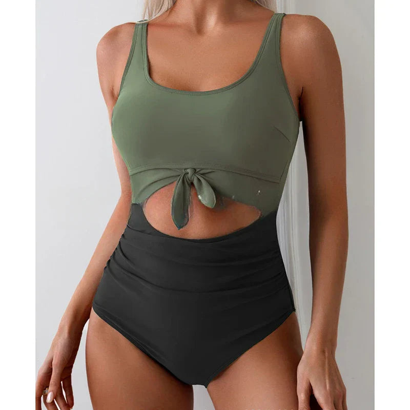 Bold Patchwork One-Piece Swimsuit