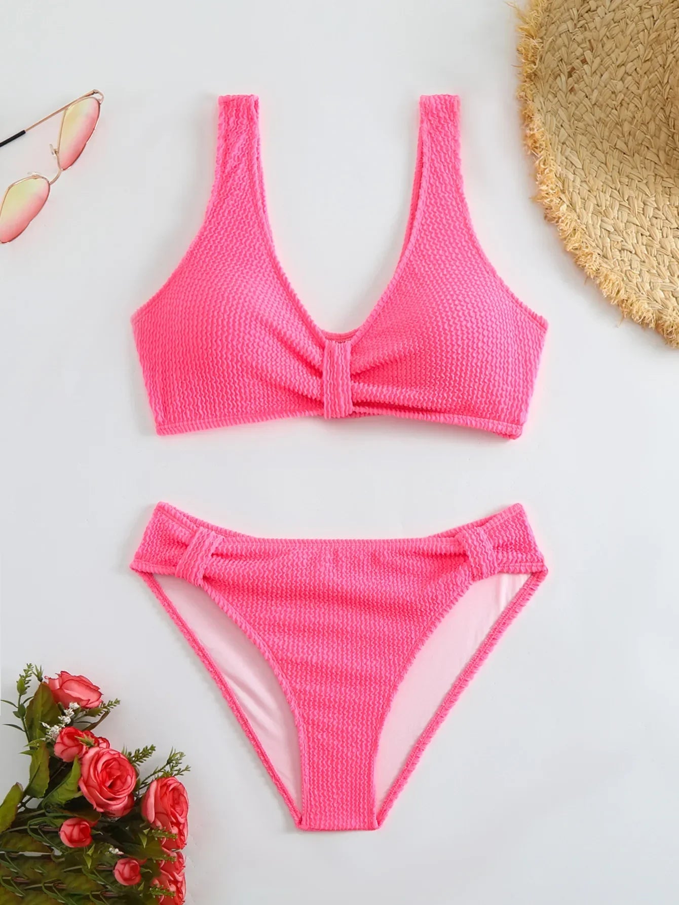 Coastal Allure V-Neck Bikini Set