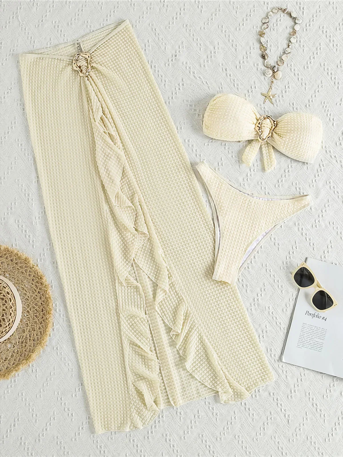 Metal Buckle Micro Bikini Set – 3 Piece