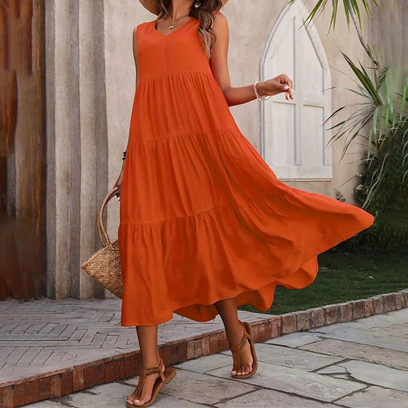Isla Ruffle Dress – Golden Escape Edition