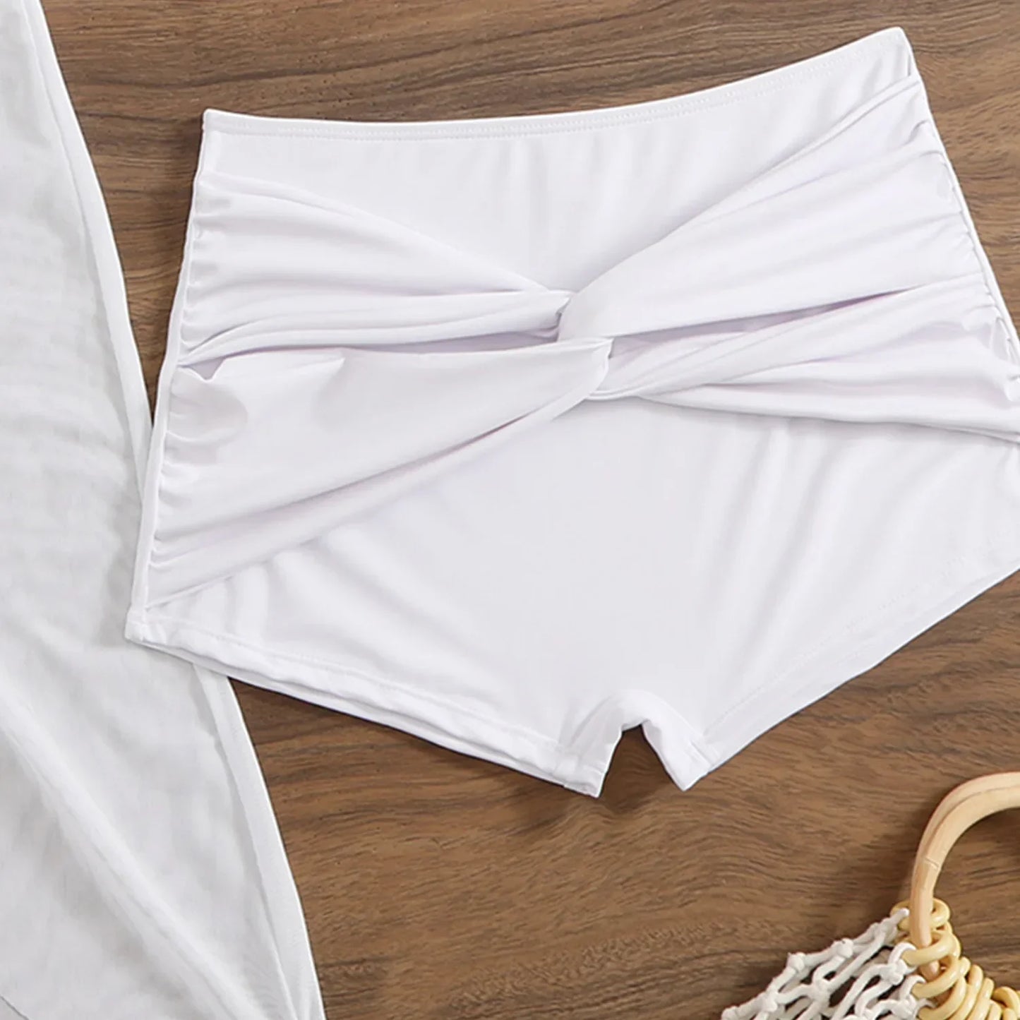 Elegant Mesh Strapless Three-Piece Swimsuit Set