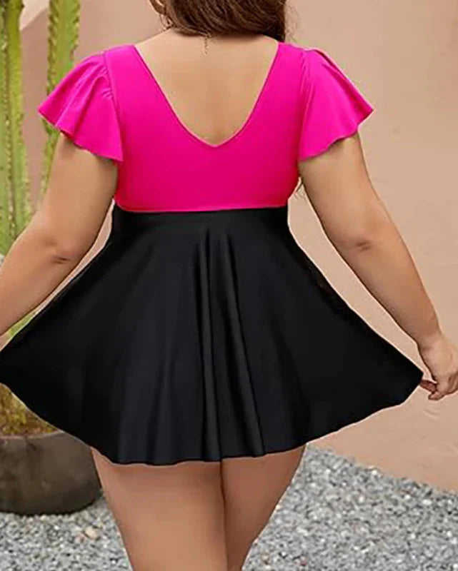 Wrap Swimsuit with Loose Skirt