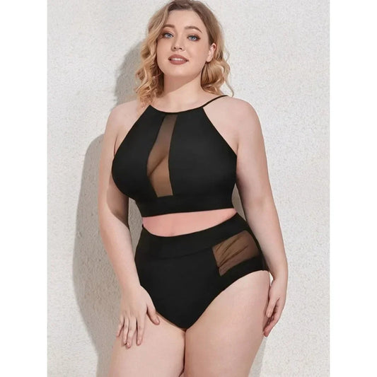 Mesh Detail High Waist Bikini