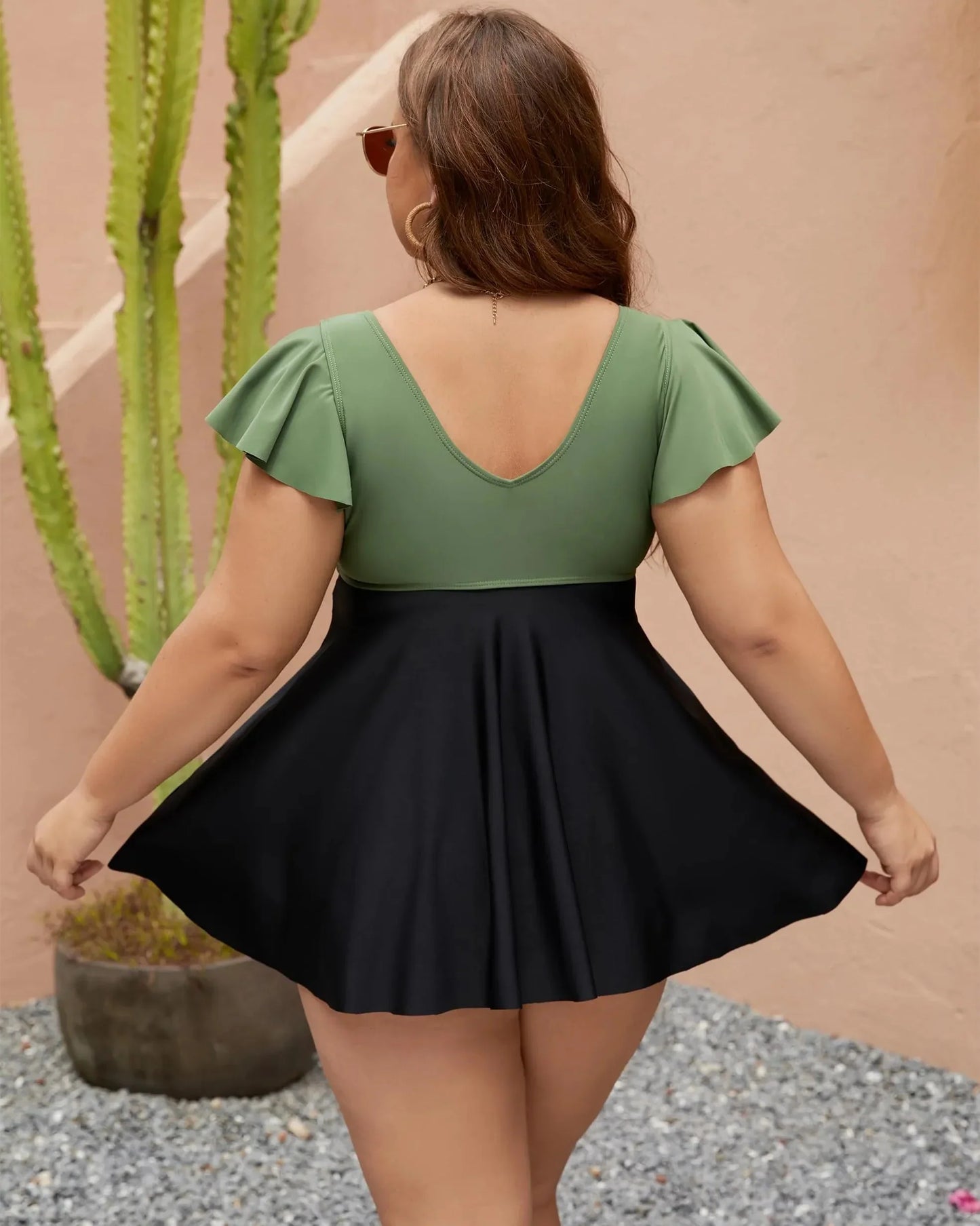 Wrap Swimsuit with Loose Skirt